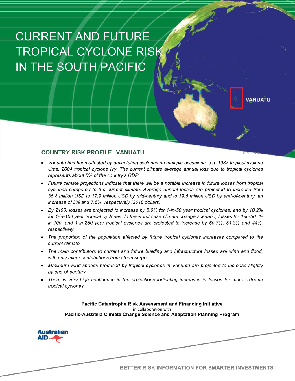 Current and Future Tropical Cyclone Risk in the South Pacific