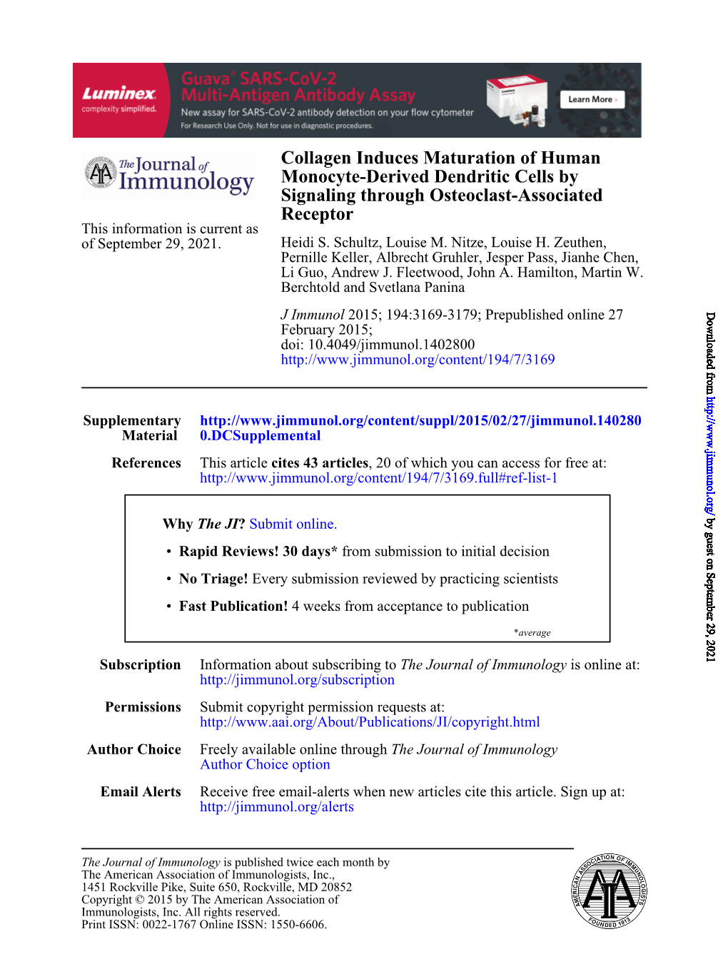 Receptor Signaling Through Osteoclast-Associated Monocyte