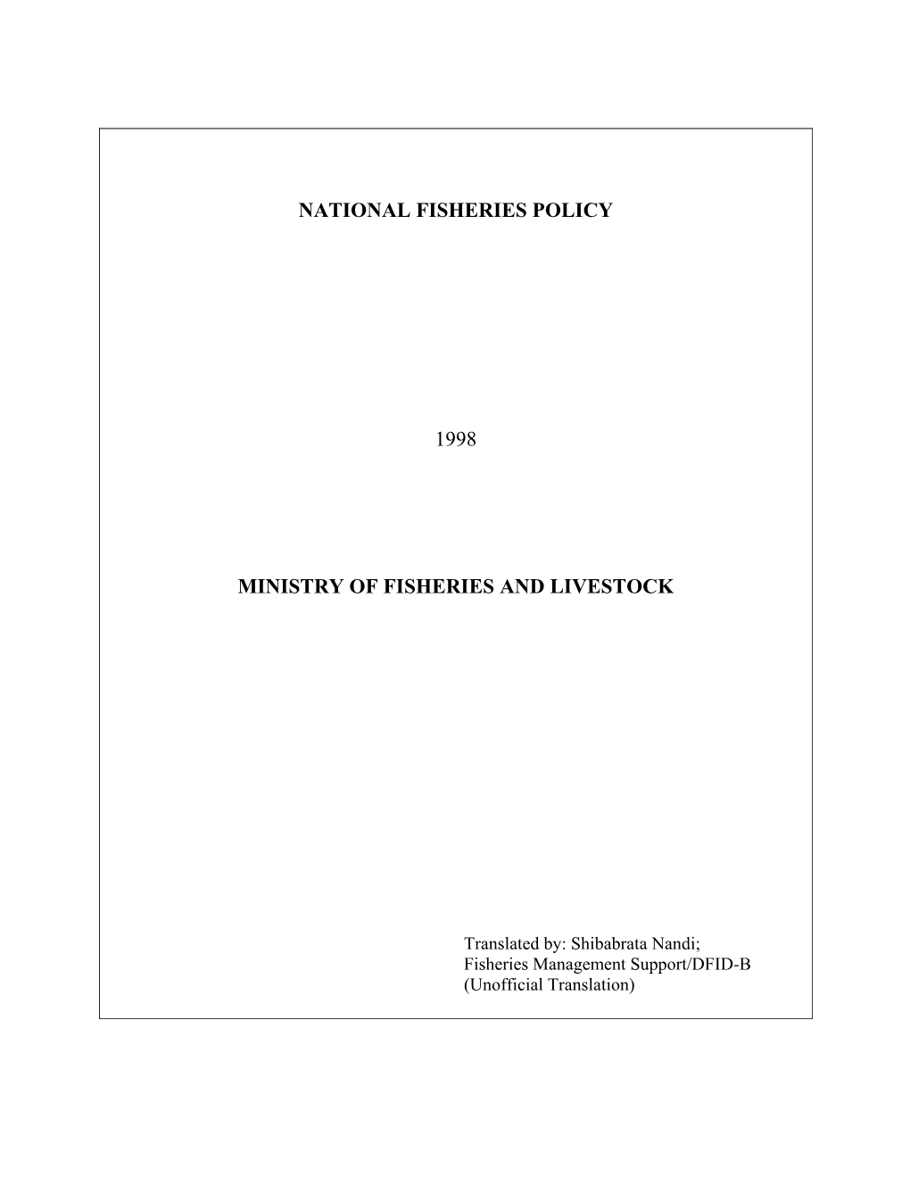 National Fisheries Policy