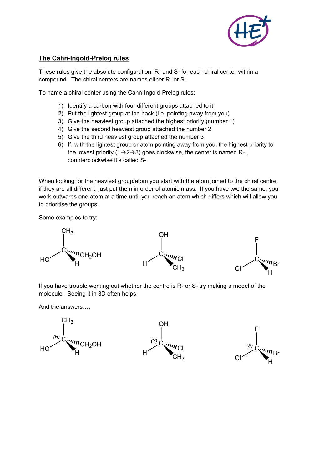 The Cahn-Ingold-Prelog Rules