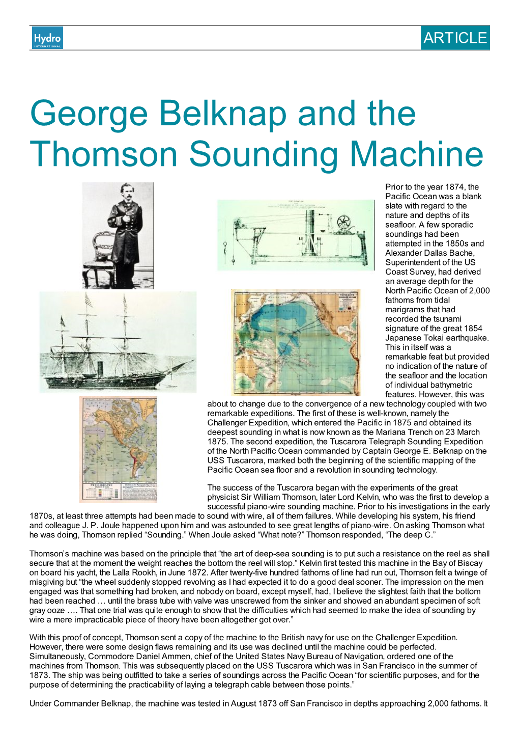 George Belknap and the Thomson Sounding Machine