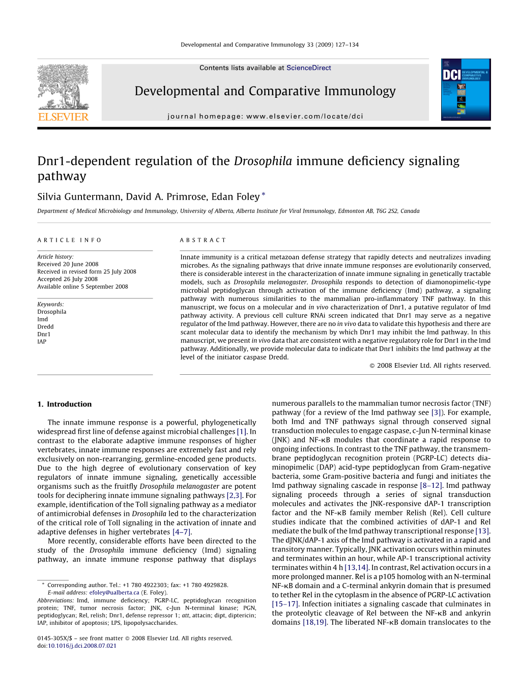 Dnr1-Dependent Regulation of the Drosophila Immune Deficiency