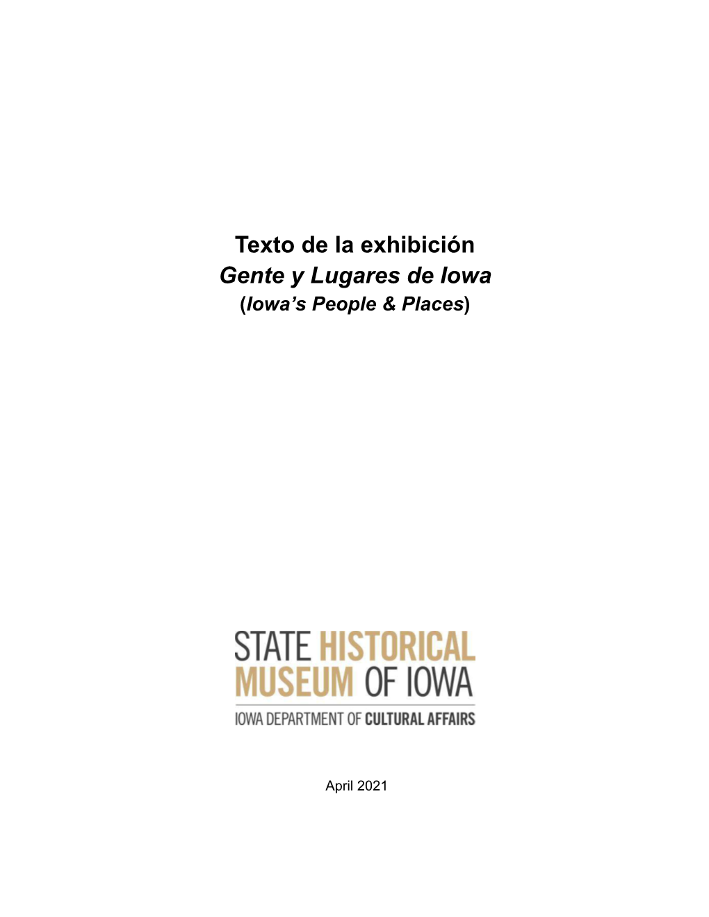 Texto De La Exhibición Gente Y Lugares De Iowa with Graphics APR2021