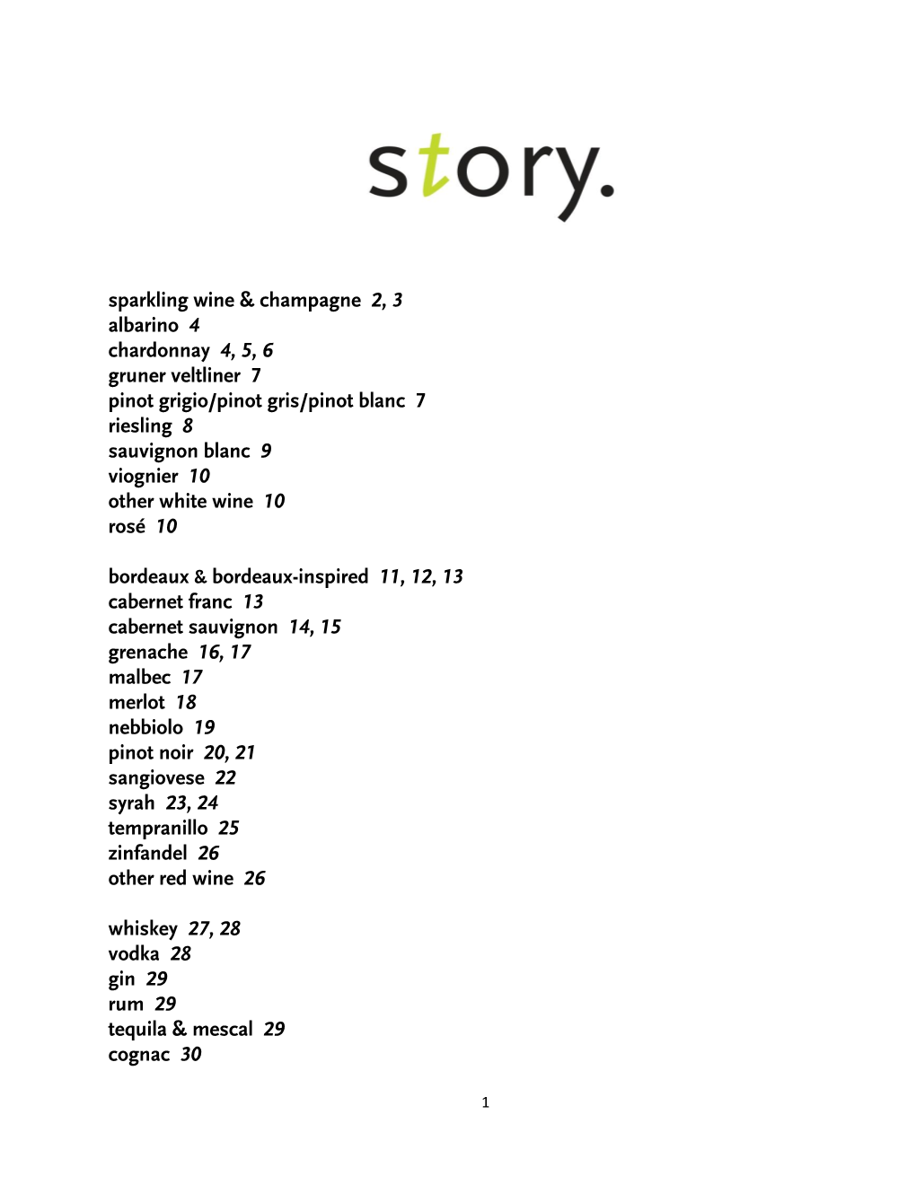 Sparkling Wine & Champagne 2, 3 Albarino 4 Chardonnay 4, 5