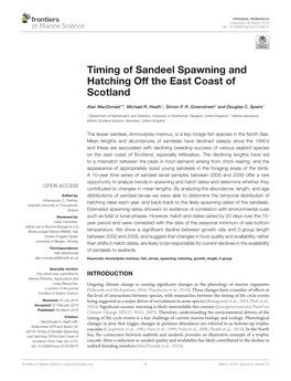 Timing of Sandeel Spawning and Hatching Off the East Coast of Scotland