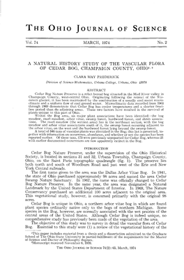 A Natural History Study of the Vascular Flora of Cedar Bog, Champaign County, Ohio12