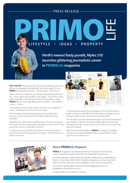 Myles (10) Launches Glittering Journalistic Career in Primolife Magazine