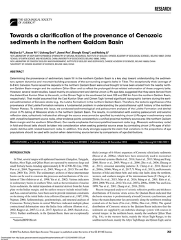 RESEARCH Towards a Clarification of the Provenance of Cenozoic
