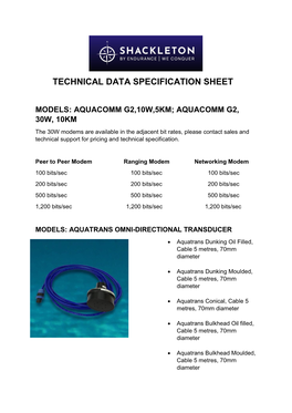 Technical Data Specification Sheet