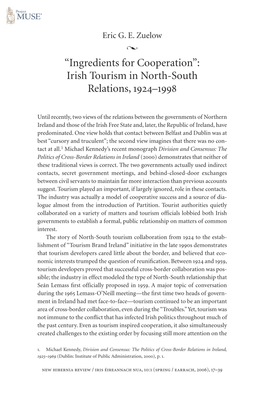 “Ingredients for Cooperation”: Irish Tourism in North-South Relations, 1924–1998