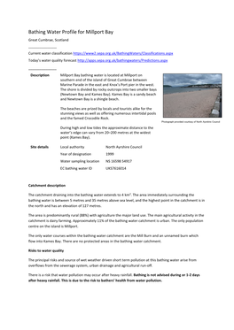 Bathing Water Profile for Millport