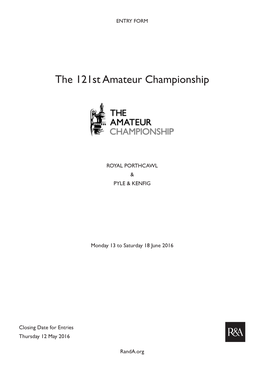 The 121St Amateur Championship