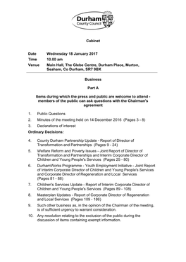 (Public Pack)Agenda Document for Cabinet, 18/01/2017 10:00