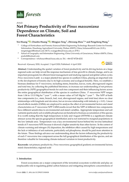 Net Primary Productivity of Pinus Massoniana Dependence on Climate, Soil and Forest Characteristics