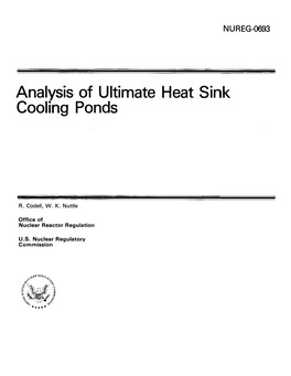 NUREG-0693, "Analysis of Ultimate Heat Sink Cooling Ponds."