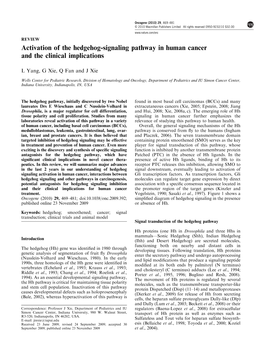 Activation of the Hedgehog-Signaling Pathway in Human Cancer and the Clinical Implications