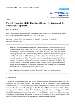 Forced Execution of the Elderly: Old Law, Dystopia, and the Utilitarian Argument