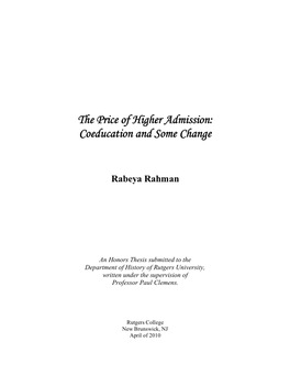 The Price of Higher Admission: Coeducation and Some Change