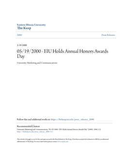 05/19/2000 - EIU Holds Annual Honors Awards Day University Marketing and Communications