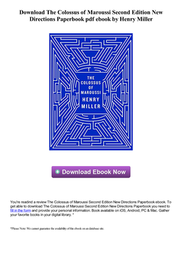 Download the Colossus of Maroussi Second Edition New Directions Paperbook Pdf Ebook by Henry Miller