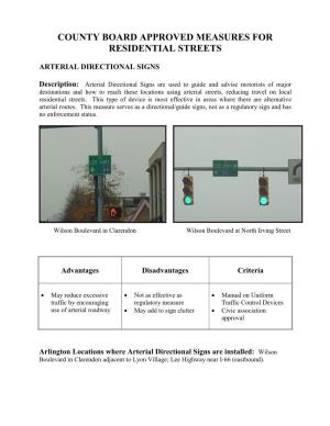 Arterial Directional Signs