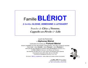 Famille BLÉRIOT & Familles SLOSSE, DEMESSINE & LUYSSAERT