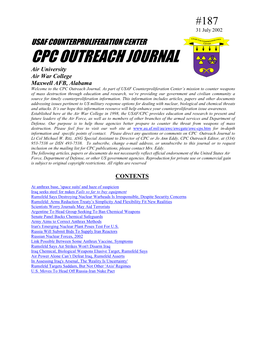 USAF Counterproliferation Center CPC Outreach Journal #187