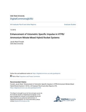 Enhancement of Volumetric Specific Impulse in HTPB/Ammonium Nitrate Mixed