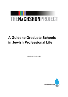 A Guide to Graduate Schools in Jewish Professional Life