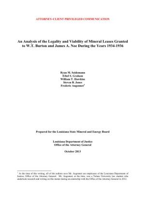An Analysis of the Legality and Viability of Mineral Leases Granted to W.T