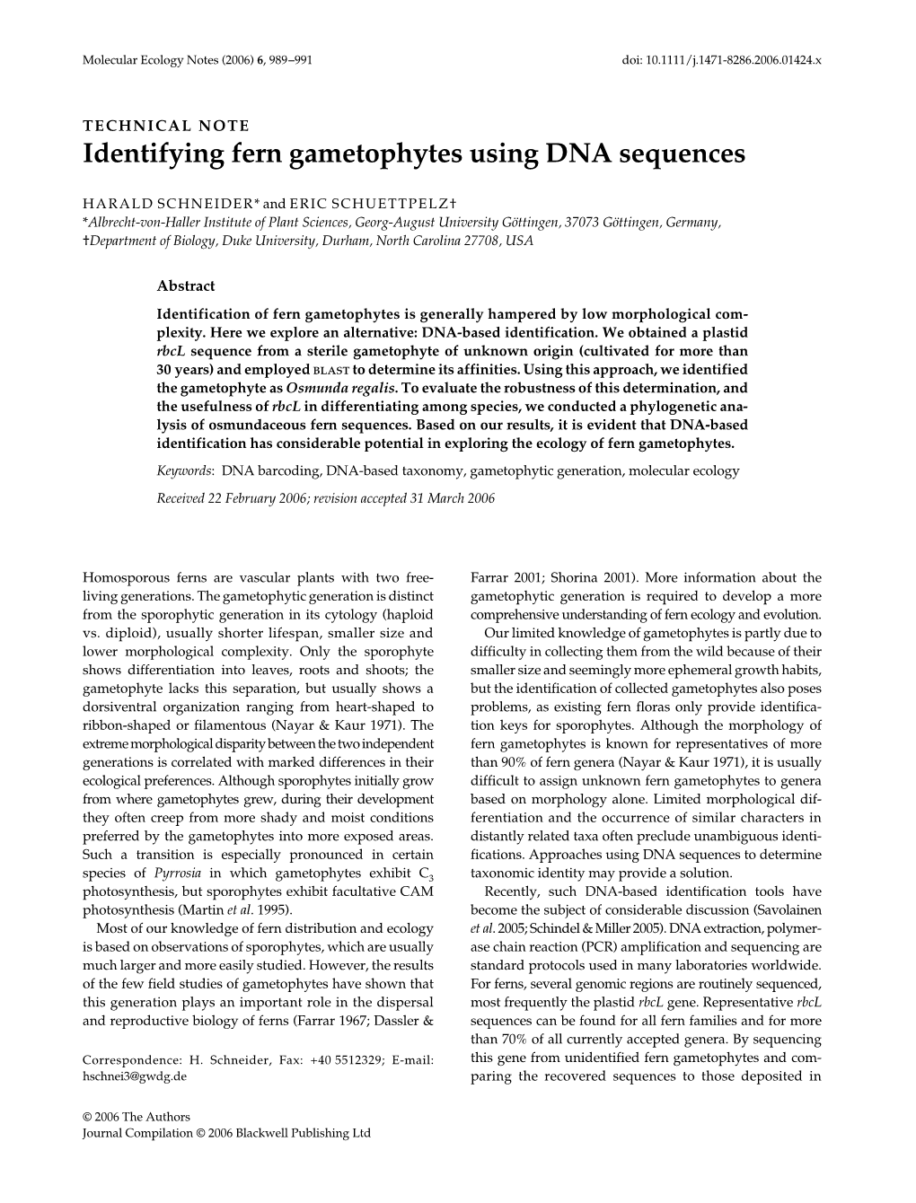 Identifying Fern Gametophytes Using DNA Sequences