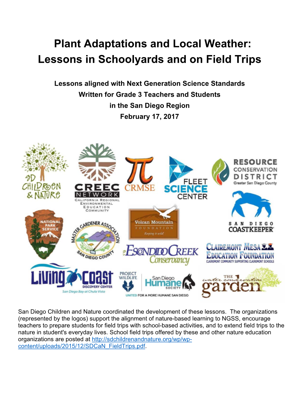 Plant Adaptations and Local Weather: Lessons in Schoolyards and on Field Trips