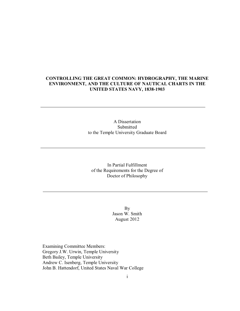 Hydrography, the Marine Environment, and the Culture of Nautical Charts in the United States Navy, 1838-1903