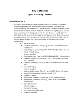 Scopes of Service Sport Marketing Contract
