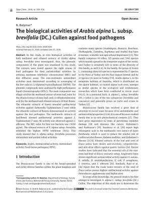 The Biological Activities of Arabis Alpina L. Subsp. Brevifolia (DC
