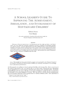 A School Leader's Guide to Improving the Achievement, Assimilation, and Involvement of Montagnard Children∗
