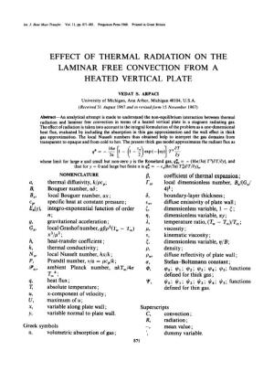 Effect of Thermal Radiation on the Laminar Free Convection from a Heated Vertical Plate
