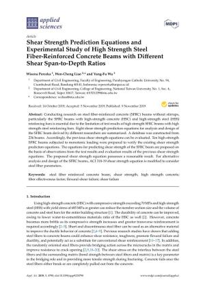 Shear Strength Prediction Equations and Experimental Study of High Strength Steel Fiber-Reinforced Concrete Beams with Different