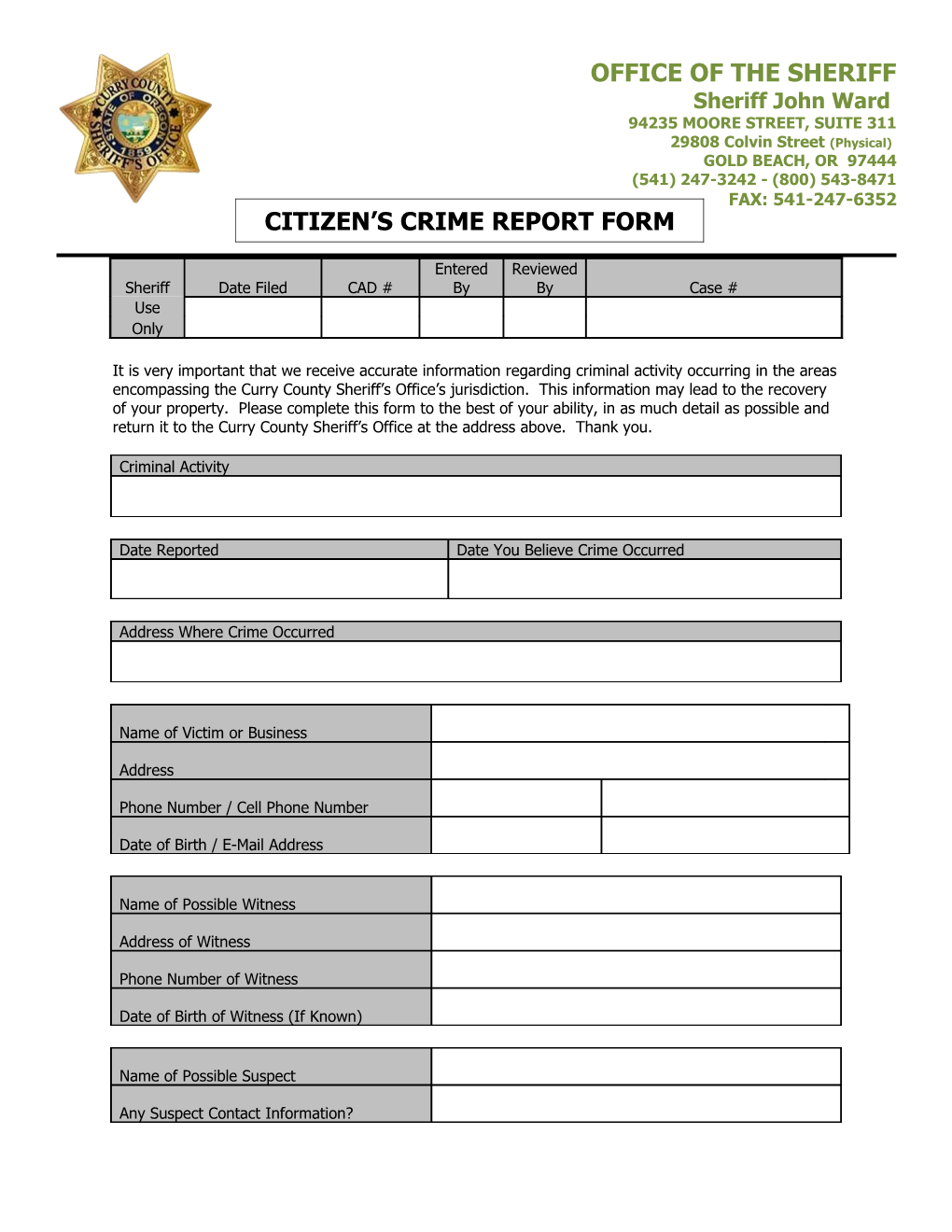 Curry County Sheriff S Office