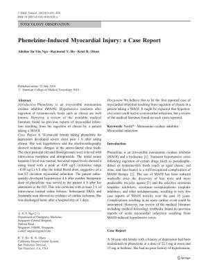 Phenelzine-Induced Myocardial Injury: a Case Report