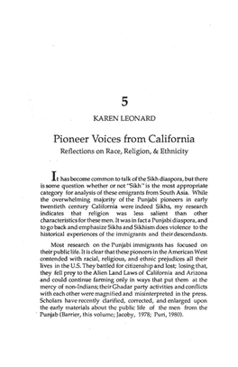 Pioneer Voices from California Reflections on Race, Religion, & Ethnicity