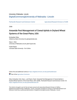Areawide Pest Management of Cereal Aphids in Dryland Wheat Systems of the Great Plains, USA