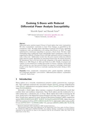 Evolving S-Boxes with Reduceddifferential Power