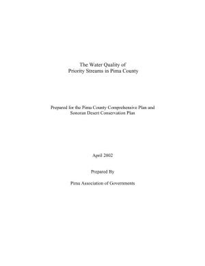 The Water Quality of Priority Streams in Pima County
