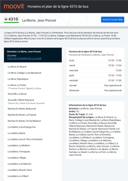 Horaires Et Trajet De La Ligne 4310 De Bus Sur Une Carte