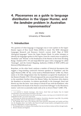 4. Placenames As a Guide to Language Distribution in the Upper Hunter, and the Landnám Problem in Australian Toponomastics1