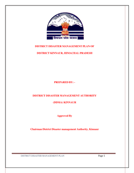 District Disaster Management Plan of District Kinnaur