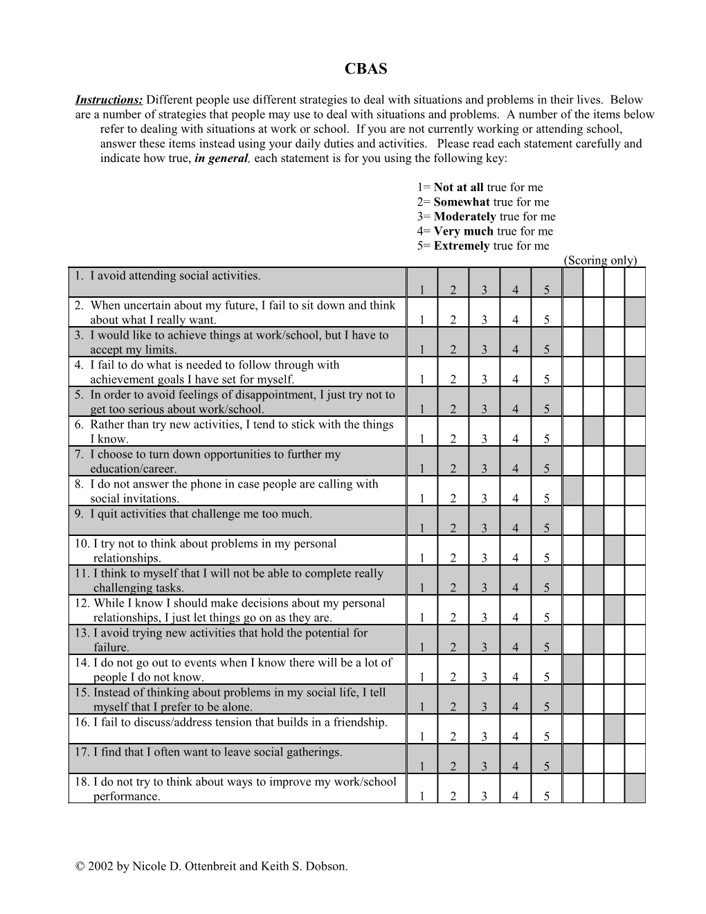 The Cognitive-Behavioral Avoidance Scale