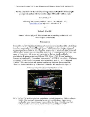 1 Hydro-Gravitational-Dynamics Cosmology Supports Hoyle