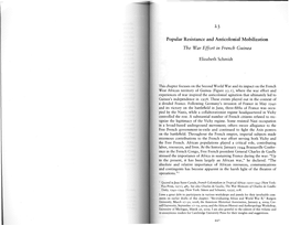 Popular Resistance and Anticolonial Mobilization the War Effort in French Guinea